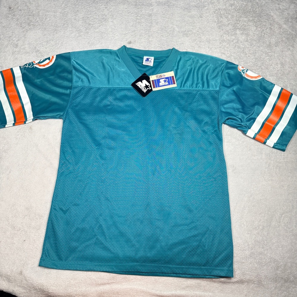 Starter Jersey Mens Large Aqua Miami Dolphins Blank Street Cut Vintage NFL
